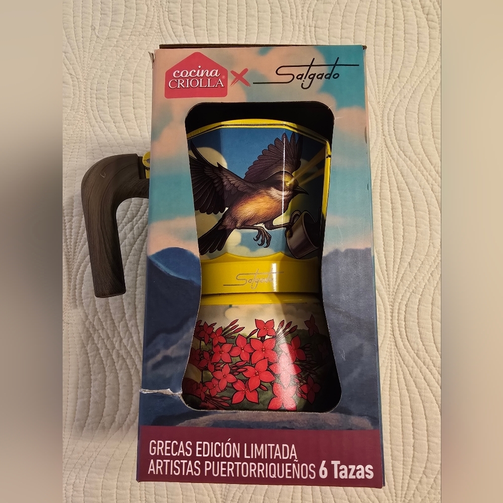 NIB Cocina Criolla Limited Edition Coffee Pot ( Greca) W/ Juan Salgado Design - Picture 2 of 7